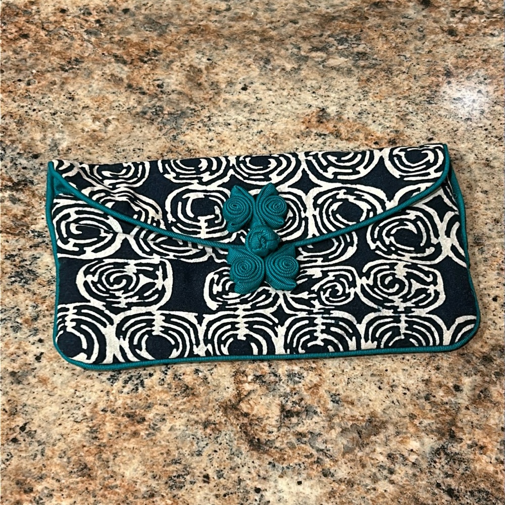 nankeen clutch/ bag Navy/Green